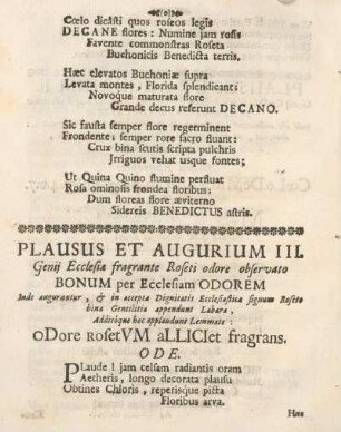 Plausus et augurium III.