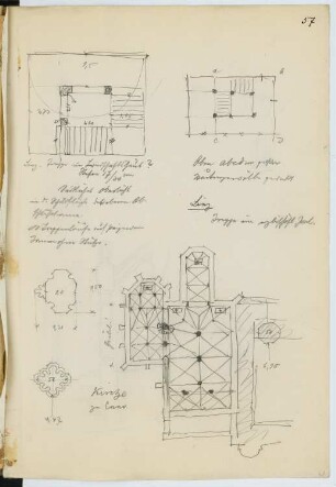 Kirche, Enns: Grundrisse, Details (aus: Skizzen- und Fotoalbum 21)