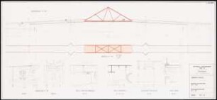 Brücke Schinkelwettbewerb 1991: Ansicht und Draufsicht 1:100, Brückenquerscnitte 1:50, Details 1:10