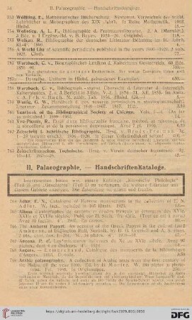 II. Palaeographie — Handschriftenkataloge (Nr. 764-1299)