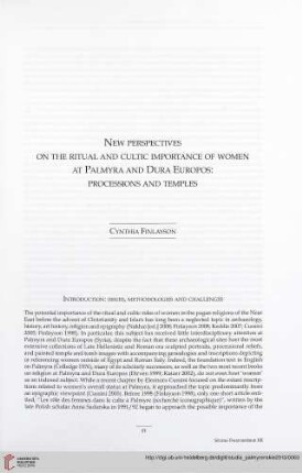 12: New perspectives on the ritual and cultic importance of women at Palmyra and Dura Europos: processions and temples
