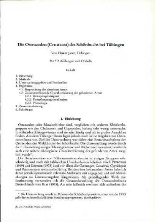 Die Ostracoden (Crustacea) des Schönbuchs bei Tübingen