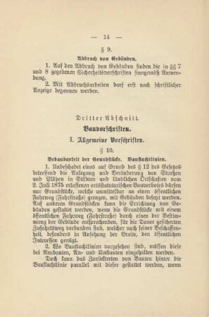Dritter Abschnitt. Bauvorschriften