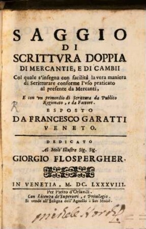 Saggio di Scrittura doppia di Mercantie ...