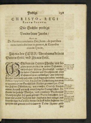 Christo, Regi Regum Sacrum. Die Sechste predigt Von der Leiter Jacobs ...