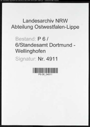Sterberegister Standesamt Dortmund-Wellinghofen (XXI)