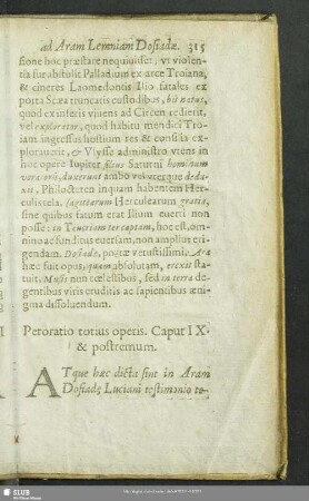 Peroratio totius operis. Caput IX. & postremum