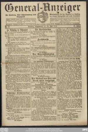 General-Anzeiger für Kemberg, Bad Schmiedeberg und Umgegend, Nr. 87. Kemberg, Sonnabend, den 26. Juli 1919.
