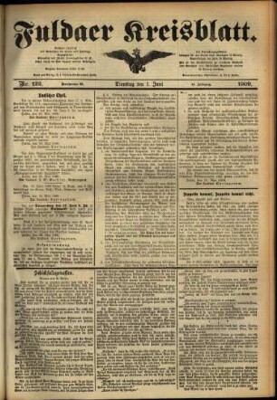 Ausgabe vom Dienstag, den 01. Juni 1909.