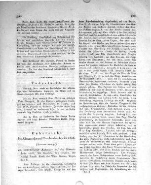 Uebersicht der Almanachs und Taschenbücher für 1806.