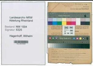 Entnazifizierung Wilhelm Hagenhoff , geb. 25.12.1897 (Kaufm.Angestellter)