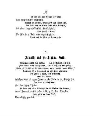 IX. Armuth und Reichthum, Geld