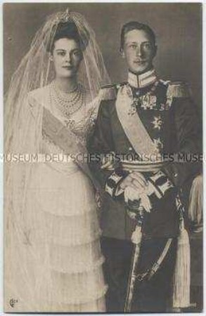 Postkarte zur Hochzeit von Kronprinz Wilhelm und Cecilie