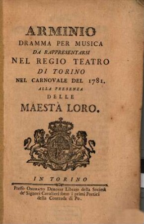 Arminio : Dramma per musica