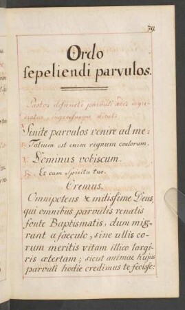 Ordo sepeliendi parvulos.