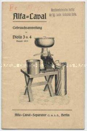 Gebrauchsanweisung zu den Separatoren Viola 3 und 4, Bauart 1913