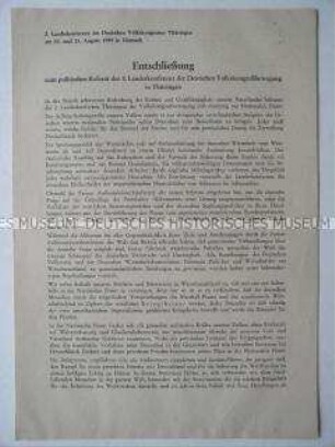 Sonderdruck mit der Entschließung zum Referat der 2. Landeskonferenz der Deutschen Volkskongressbewegung in Thüringen
