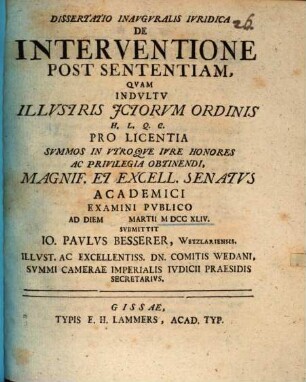 Diss. inaug. iur. de interventione post sententiam