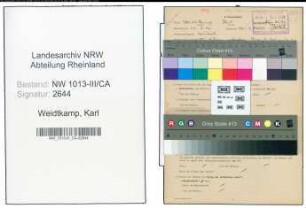 Entnazifizierung Karl Weidtkamp , geb. 23.08.1896 (Arbeiter)