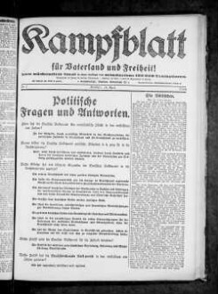 Kampfblatt für Vaterland und Freiheit. 1924-