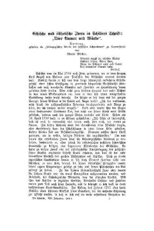 Ethische und ästhetische Ideen in Schillers Schrift : "Über Anmut und Würde" ; Vortrag, gehalten im "Pädagogischen Verein der hessischen Lehrerinnen" zu Darmstadt
