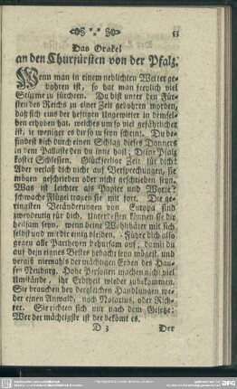 Das Orakel an den Churfürsten von der Pfalz