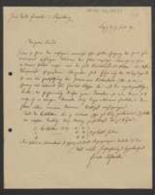 Brief von Friedrich Hofmeister an August Emanuel Fürnrohr
