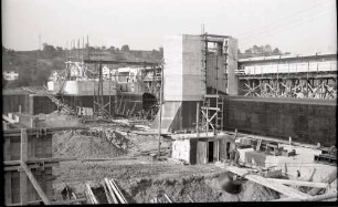 Aldingen, Wehr und Kraftwerk im Bau, Schützenmontage