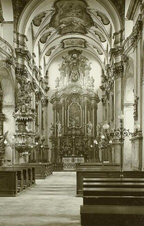 Leitmeritz (heute Litoměřice / Tschechien). Jesuitenkirche Sankt Maria (1700/1731). Inneres. Blick zum Altar