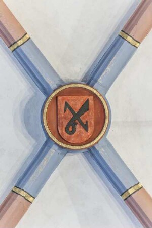 Wappenschild mit Schere und Mauerhaken