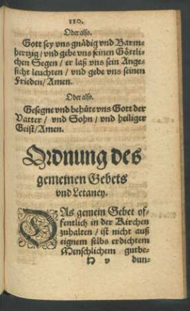 Ordnung des gemeinen Gebets und Letaney.