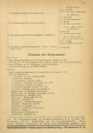 Annahme von Telegrammen