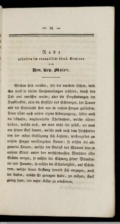 Rede im evangelisch-theologischen Seminar