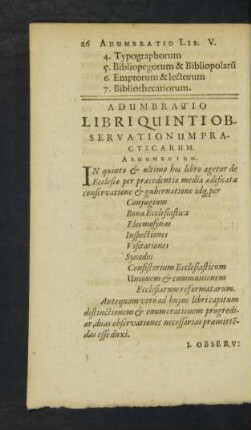 Adumbratio Libri Quinti Observationum Practicarum.
