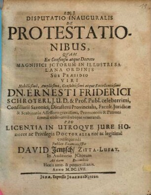 Disputatio Inauguralis De Protestationibus