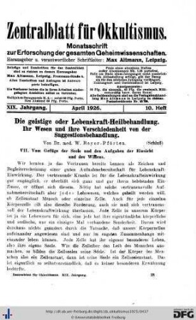 10. Heft (Apr. 1926)