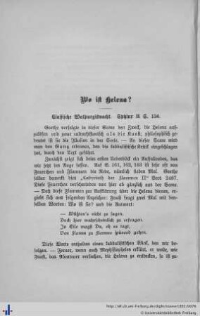 Wo ist Helena? Classische Walpurgisnacht.