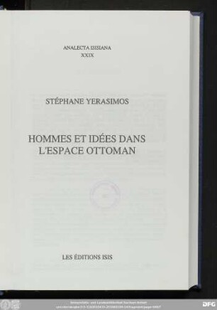 Hommes et idées dans l'espace ottoman