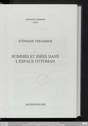 Hommes et idées dans l'espace ottoman