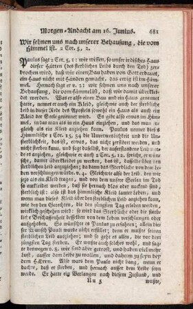 Morgen-Andacht am 16. Junius - Abend-Andacht am 30. Junius