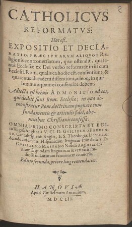 Catholicus reformatus