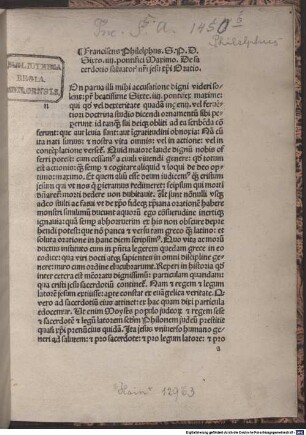 De sacerdotio salvatoris nostri Jesu Christi oratio : Rom, 1476.03.01