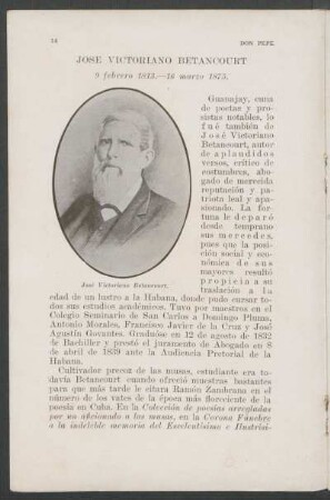 José Victoriano Betancourt - 9. febrero 1813. - 16. marzo 1875.