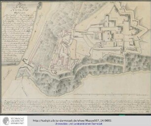 Plan der Vestung [Festung] Rheinfels [mit Erläuterungen]. J[ohann] J[akob] Hill. o.O., [ca.1760]