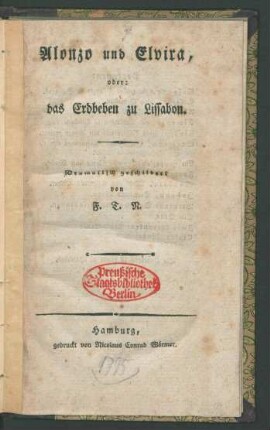Alonzo und Elvira, oder: das Erdbeben zu Lissabon