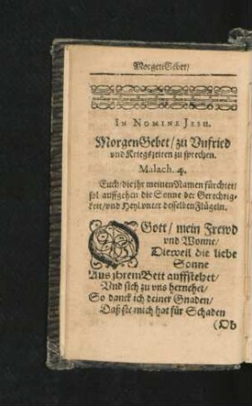 MorgenGebet/ zu Unfried und Kriegszeiten zu sprechen