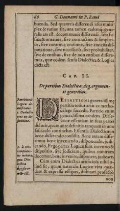 Cap. II. De partibus Dialecticae, deq[ue] argumenti generibus.