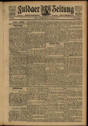 Zweite Ausgabe vom Samstag, den 21. September 1907.