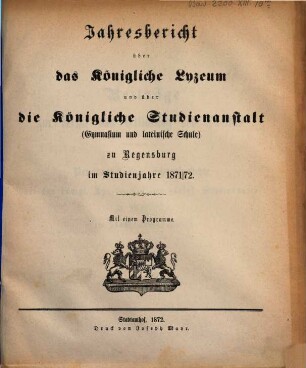 Jahres-Bericht. 1871/72