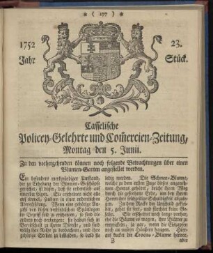 23. Stueck, Montag den 5. Junii 1752